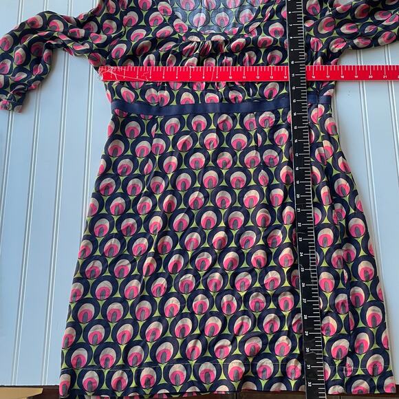 Boden Peacock Print Empire Waisr dress size 8 - Picture 8 of 9